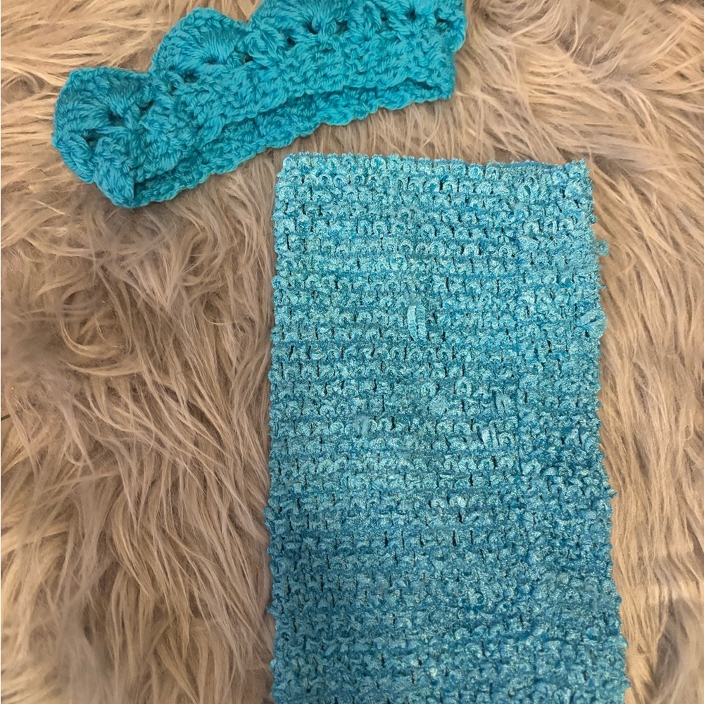 Turquoise Thick Tutu Set with Headband  and Top photo prop NB - Picture 4 of 6